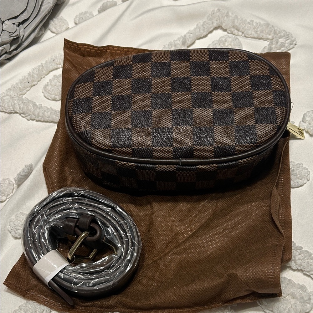 Amazon Brown and Black Checkered Mini Bag